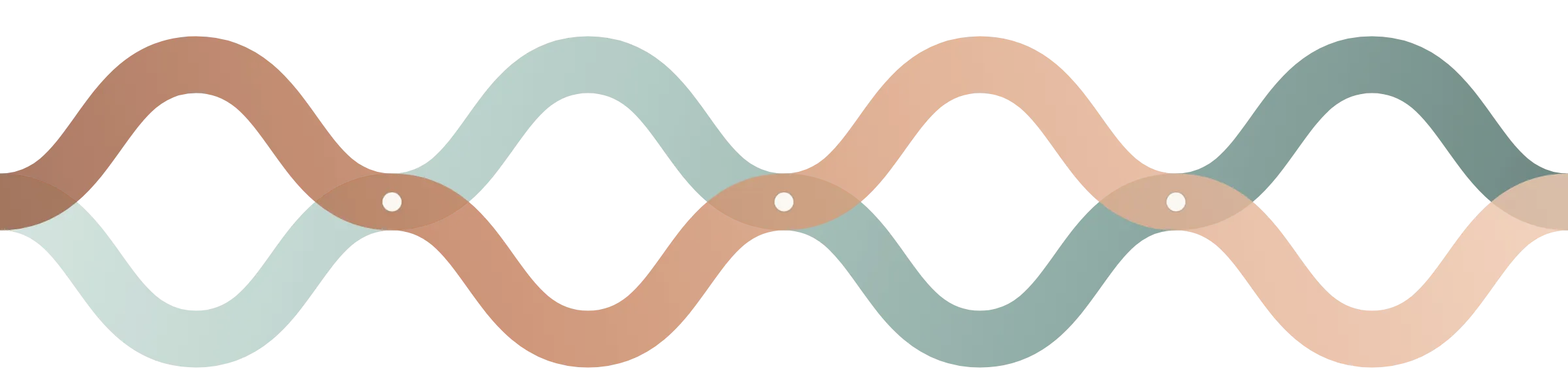 Two flowing forms crossing and re-crossing in a recurring rhythm